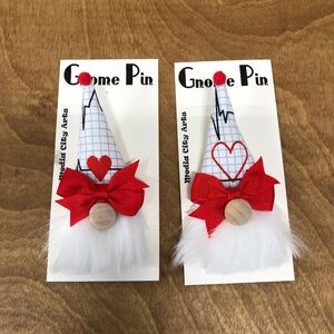 Medical Gnome Pin Brooch Handmade Gift Guide Bow Magnetic Heart Throb Healthcare